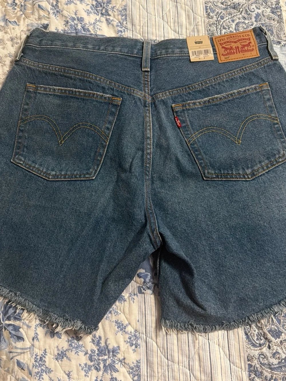 Levi's 501 High-Rise Distressed Blue Denim Shorts